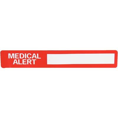 Medical Alert Labels, 1-1/2" x 7/8", Red on White, Write-On, 100/Roll