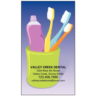 Business Cards, Personalized, Full-Color Designs, 3-1/2" x 2", 500/Pkg - Paste and Toothbrushes in a Cup