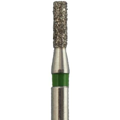 Meisinger Singles Disposable Diamond Bur, FGSS, Cylinder, Coarse, Green Ring, Flat End, #0710CS, 1.0 mm Diameter, 4.0 mm Length, 25/Pkg