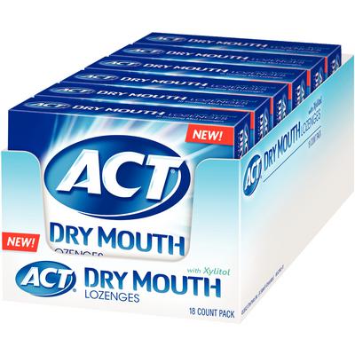 ACT Dry Mouth Lozenges, Soothing Mint, 18 Count Blister Packs, 6/Pkg