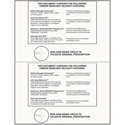 2-Up Security Laser Prescription Blanks, Blue Design, 8.5" x 11" (500 Sheets/Pkg, 1000 Rx/Pkg)