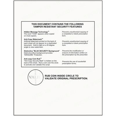 Full-Sheet Security Laser Blanks, Tamper-Resistant Prescription, 8.5" x 11", Blue Design, 2-Sided, 500/Box, 01KEZKNNGZMQJNDEWXXV11SZMC
