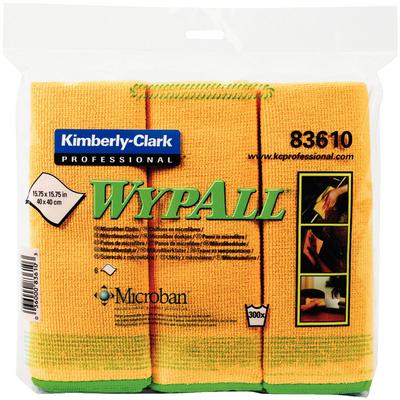 Wypall Microfiber Cloths with Microban Protection, General Purpose, Yellow, 15-3/4" x 15-3/4", 6/Pkg, KCC83610