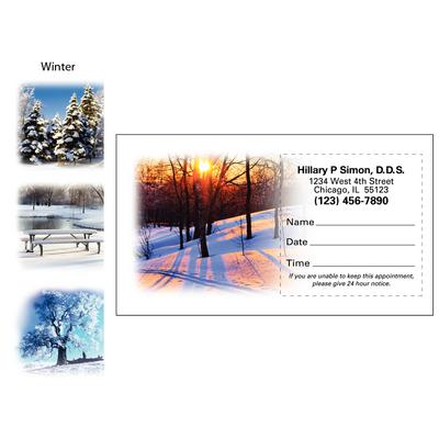 Seasonal Scenes Sticker Appointment Card Assortment, Winter, 3-1/2" x 2", 500/Pkg