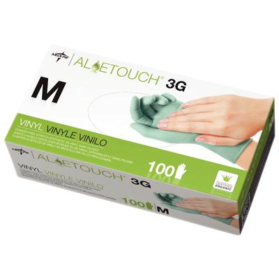Aloetouch 3G Synthetic Vinyl Exam Gloves, Powder Free, Non-Sterile, Medium, Green, 100/Box