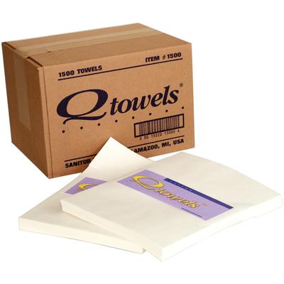 Qtowels® Paper Hand Towels, Flat, White, 1500/Pkg