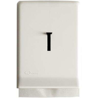 Qtowels® Hand Towel Wall Dispenser, White, Styrene Plastic, Manual, 9-1/2" W x 12-1/2" H x 2-1/2" D, 1/Pkg
