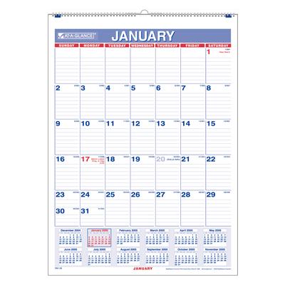 Monthly Vertical Wall Calendar, Ruled Daily Blocks, 15-1/2" x 22-3/4", PM328