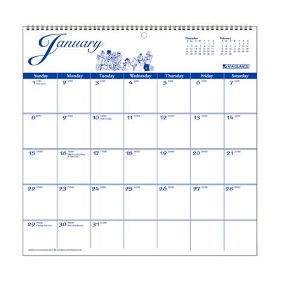 Monthly Vertical Wall Calendar, Full Month Per Page, 12" x 11-3/4", AAG G100017