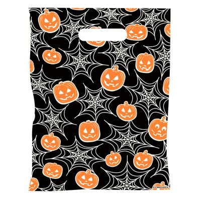 Scatter Bag Halloween Supply Bags, 7-1/2" W x 10" H, Spiderwebs & Pumpkins, 100/Pkg