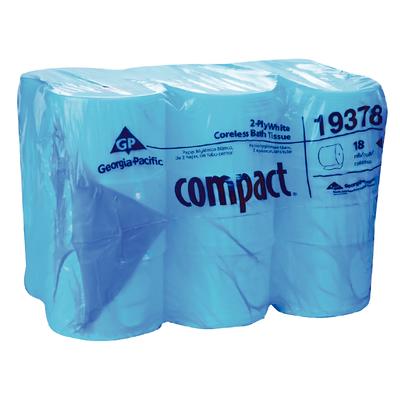 Compact® Coreless High Capacity 2-Ply Bathroom Tissue, White, 18 Rolls/Pkg