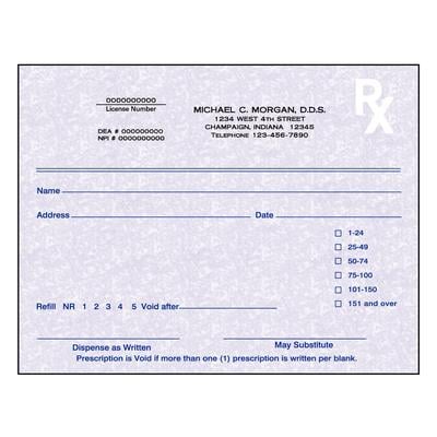 Indiana Prescription Blanks, 1-Part, Personalized, 5-1/2" W x 4-1/4" H, 100 Sheets/Pad, 10 Pads/Pkg