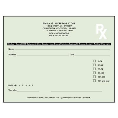 Kentucky Prescription Blanks, 2-Part, Personalized, 5-1/2" W x 4-1/4" H, 50 Sets/Pad, 20 Pads/Pkg