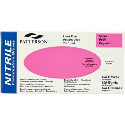 Patterson® Nitrile Exam Gloves, Powder Free, Non-Sterile, Small, Blue, 100/Box