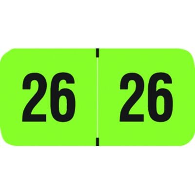 PMA Fluorescent Series Aging Labels, 1 1/2" W x 3/4" H, Green/Black, 500/Roll