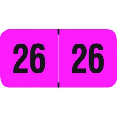 PMA Fluorescent Series Aging Labels, 1-1/2" W x 3/4" H, Fluorescent Pink/Black, 500/Roll