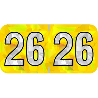 2026 Aging Labels - Holographic Series, 1-1/2" W x 3/4" H, Bright Yellow, 500/Roll