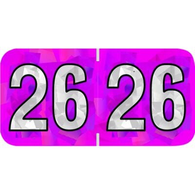 2026 Aging Labels - Holographic Series, 1-1/2" W x 3/4" H, Fuchsia, 500/Roll