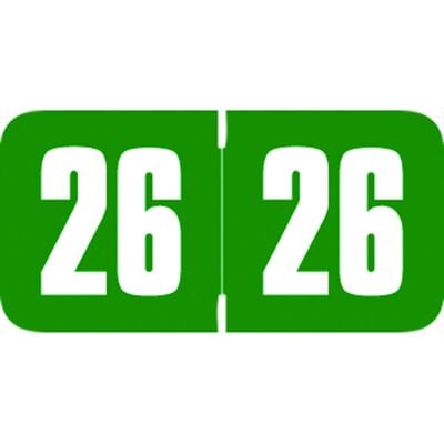 2026 Aging Labels, Safeguard Compatible, 1-1/2" W x 3/4" H, Green/White, 500/Roll