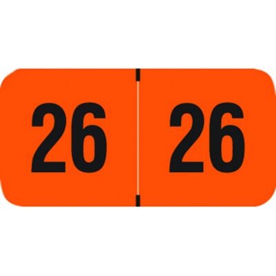 Smead/Jeter Compatible Yearly Aging Labels, 1-1/2" W x 3/4" H, Orange/Black, 500/Roll