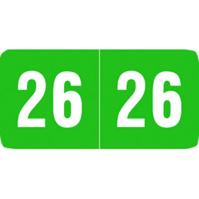 2026 Smead Compatible Aging Labels, Green/White, End Tab, 1" W x 1/2" H, 500/Pkg