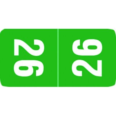 2026 Smead Compatible Aging Labels, Green/White, Top Tab, 1/2" W x 1" H, 500/Roll