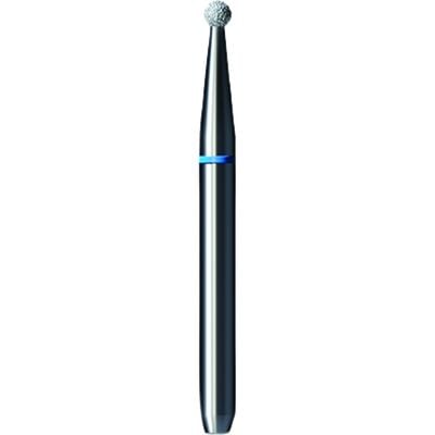 Shofu Pro-Cut Diamond Burs, FG, Medium Grit, Blue Ring, Round End, 1.3 mm Diameter, 1.2 mm Length, 5/Pkg, #D004M