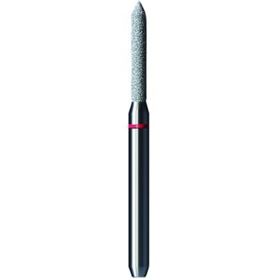 Shofu Pro-Cut Diamond Bur, FG, Fine Grit, Red Ring, Beveled Cylinder, 1.3 mm Diameter, 8.1 mm Length, 5/Pkg, D050F