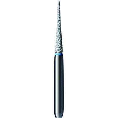Shofu Pro-Cut Diamond Bur FG, Medium Grit, Needle Shape, Blue Ring, 1.2 mm Diameter, 8.2 mm Length, 5/Pkg, D055M