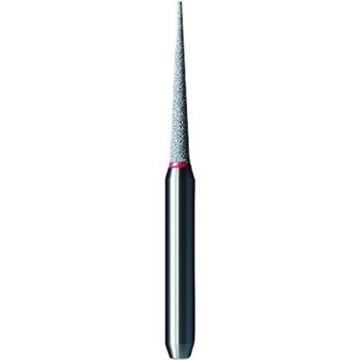 Shofu Pro-Cut Diamond Burs, FG, Fine Grit, Red Ring, Needle Shape, 1.1 mm Diameter, 8.1 mm Length, 5/Pkg, #D055F
