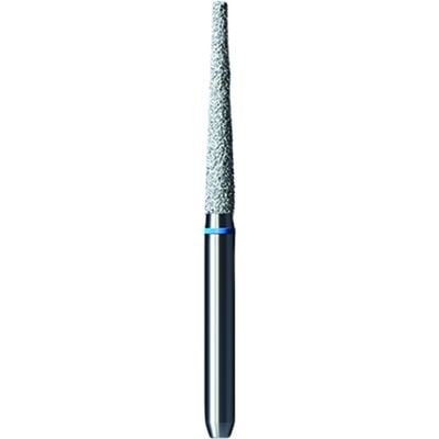 Shofu Pro-Cut Diamond Burs – FG, Medium Grit, Blue Ring, Flat End Taper, 1.7 mm Diameter, 10.2 mm Length, 5/Pkg, # D077M