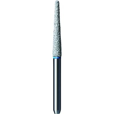 Shofu Pro-Cut Diamond Burs, FG, Medium Grit, Blue Ring, Round End Taper, #D114M, 2.1 mm Diameter, 11.7 mm Length, 5/Pkg
