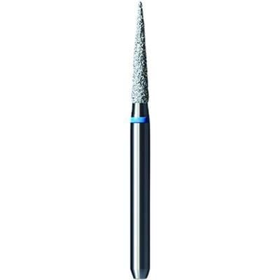 Shofu Pro-Cut Diamond Burs – FG, Medium Grit, Blue Ring, Flame Shape, 1.3 mm Diameter, 7.7 mm Length, 5/Pkg, #D134M