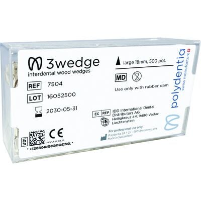 Polydentia 3wedge™ Interdental Wedges, Birchwood, Large, 500/Pack
