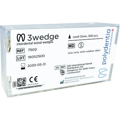 Polydentia 3wedge™ Interdental Wedges, Birchwood, Size Small, 500/Pack