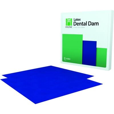 4D Hygenic Latex Dental Dam, Blue, Medium Gauge, 6" x 6", 36/Pkg