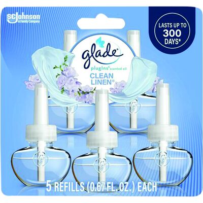 Glade Scented Oil Warmer Refill, Clean Linen, 5 Refills per Pack