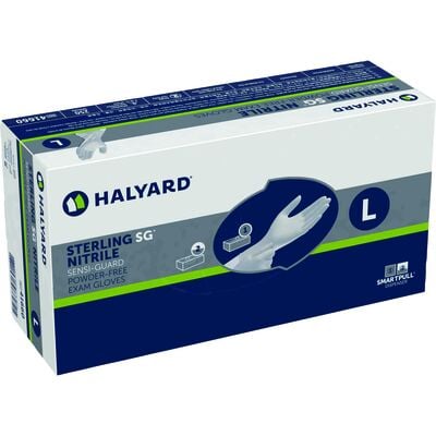 Sterling SG Nitrile Exam Gloves, Latex Free, Powder Free, Nonsterile, Gray, Large, 250/Box