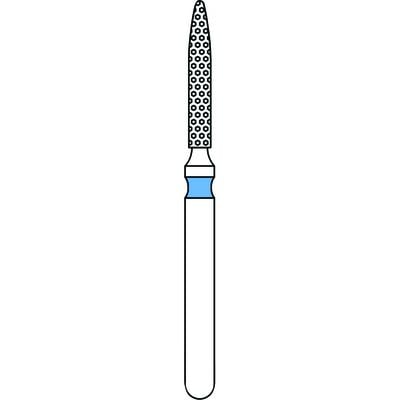 Priva Rotary Instruments Diamond Bur, FG, Medium Grit, Blue Ring, Flame Shape, #862, 1.2 mm Head Diameter, 5/Pkg