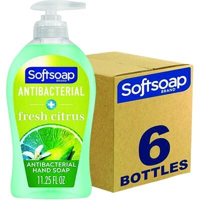 Softsoap Antibacterial Liquid Hand Soap, Fresh Citrus, 11.25 oz Pump Bottle, 6/Case