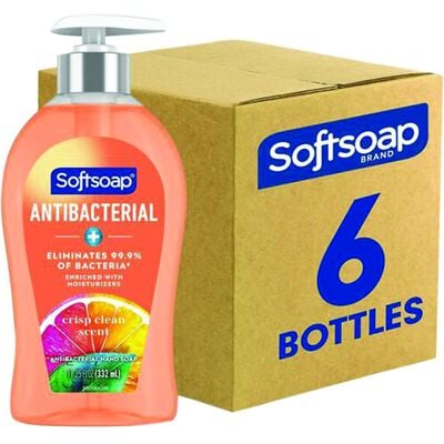 Softsoap Antibacterial Liquid Hand Soap, Crisp Clean, 11.25 oz Pump Bottle, 6/Pkg