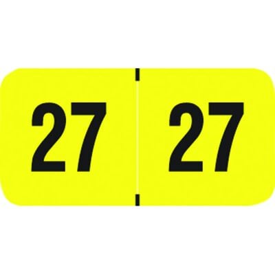 2027 Fluorescent Aging Labels, 1 1/2" W x 3/4" H, Fluorescent Yellow, 500/Roll