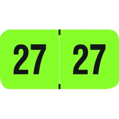 2027 Fluorescent Aging Labels, 1-1/2" W x 3/4" H, Fluorescent Green, 500/Roll