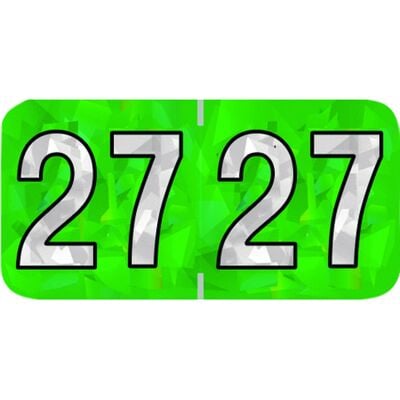 2027 Holographic Aging Labels, 1-1/2" W x 3/4" H, Green, 500/Roll
