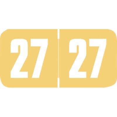 2027 Safeguard Compatible Aging Labels, 1-1/2" W x 3/4" H, Tan/White, Polylaminated, 500/Roll