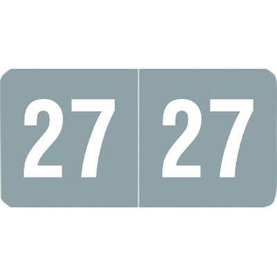 Smead Compatible Yearly Aging Labels, End Tab, 1" W x 1/2" H, Gray/White, 500/Pkg, 2027