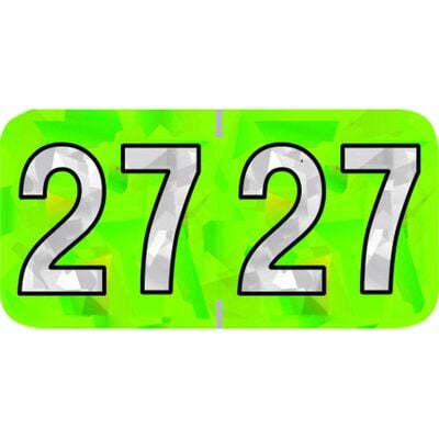 2027 Holographic Aging Labels, 1-1/2" W x 3/4" H, Lime, 500/Roll