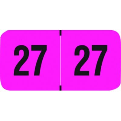 2027 Fluorescent Aging Labels, 1 1/2" W x 3/4" H, Fluorescent Pink, 500/Roll