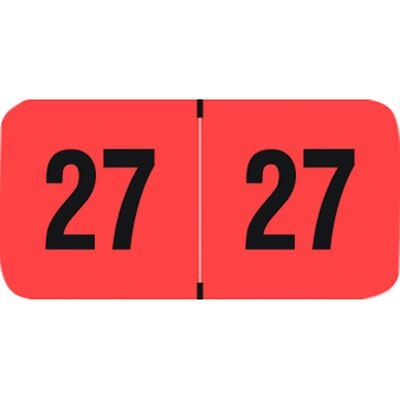 2027 Fluorescent Aging Labels, 1 1/2" W x 3/4" H, Fluorescent Red, 500/Roll