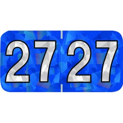 2027 Holographic Aging Labels, 1-1/2" W x 3/4" H, Blue, 500/Roll